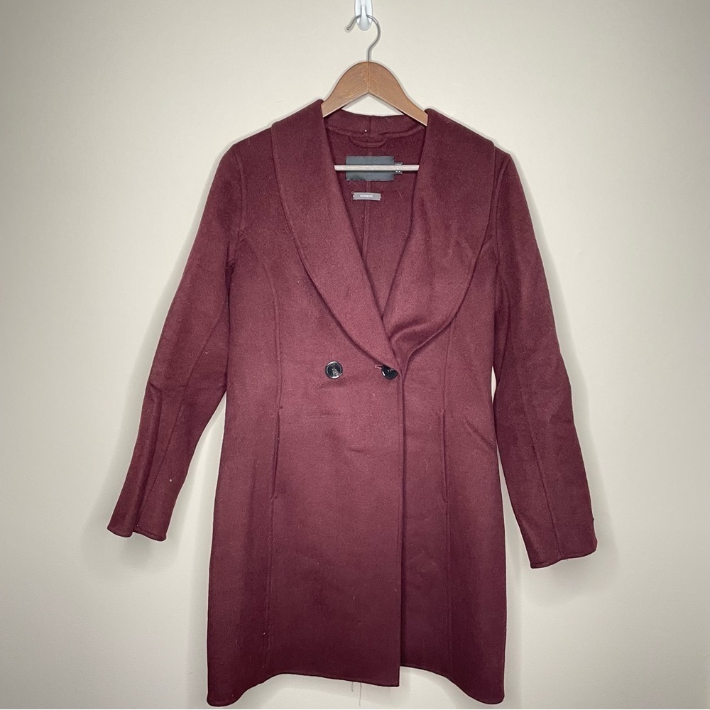 Tahari Wool Trenchcoat Burgundy Double Breasted Medium